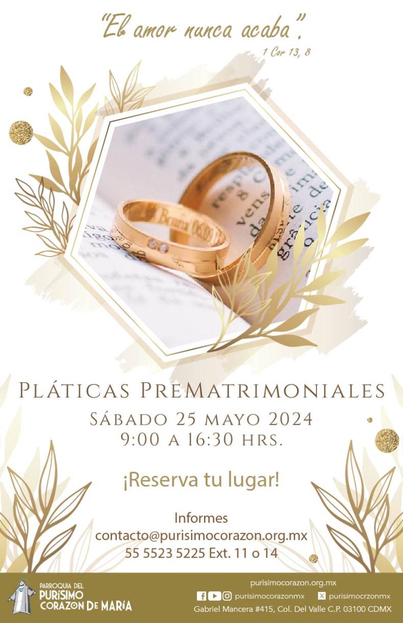 Pláticas Prematrimoniales mayo 2024