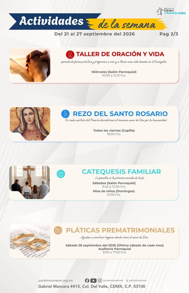 Semana de actividades del 21 al 27 septiembre del 2026 (parte 2)