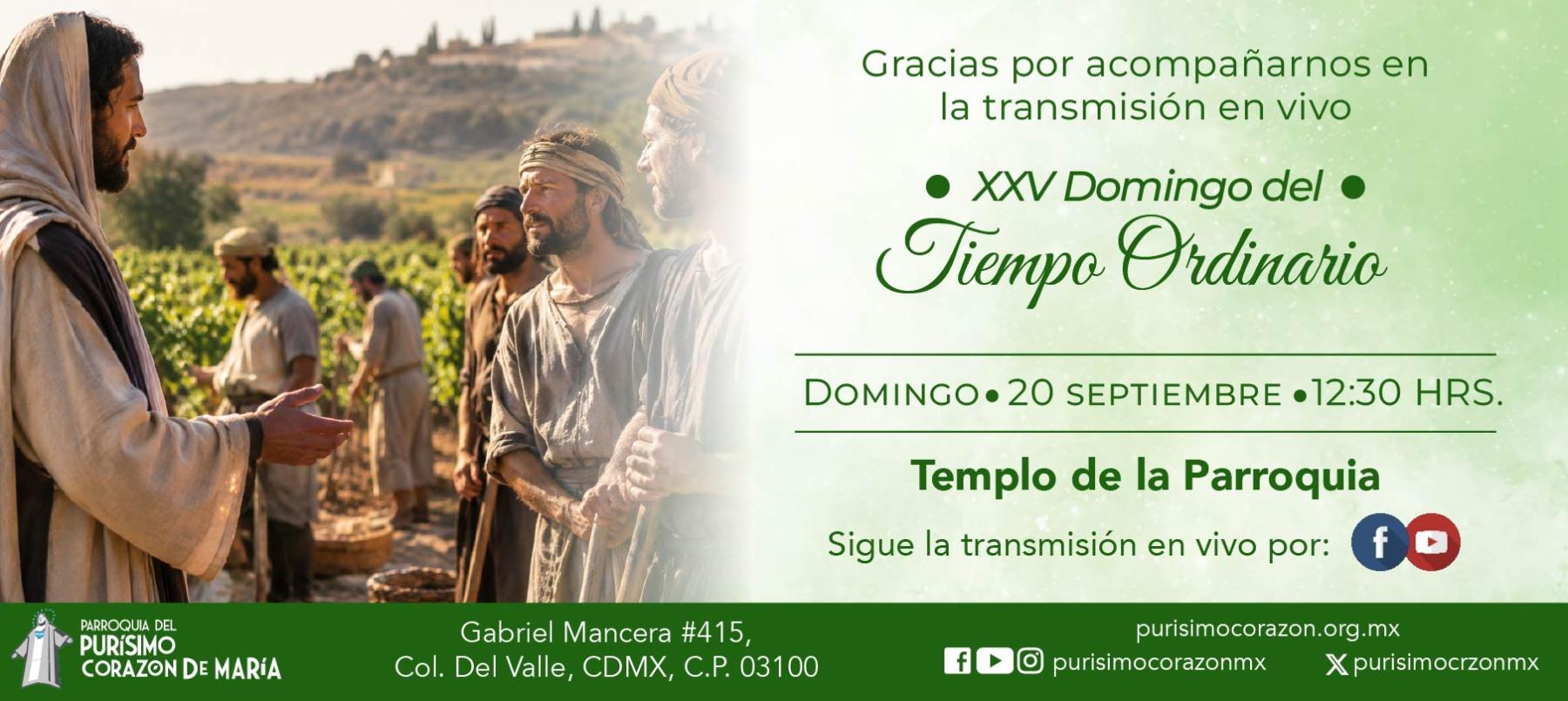 Santa Misa: XXV Domingo del Tiempo Ordinario